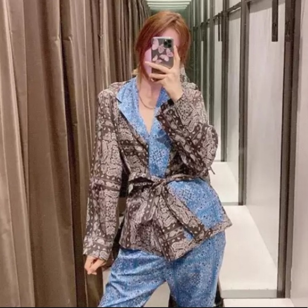 NWT Zara Paisley Bandana Wrap Shirt Cardigan Top